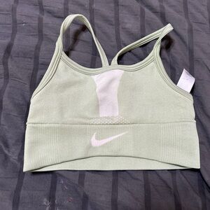 Nike Light Green & White Ribbed Sports Bra